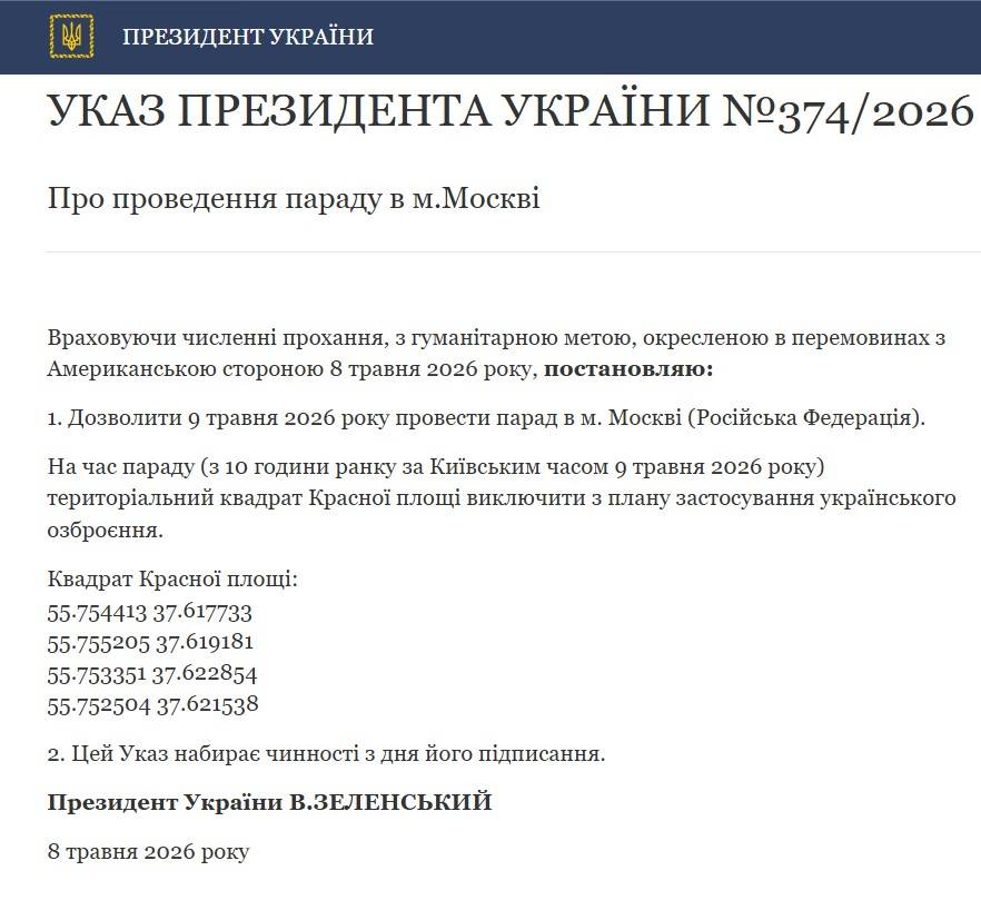 Зеленски издаде указ, с който разреши провеждането на парада в Москва